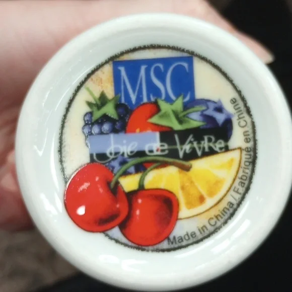 Decorative Ceramic Sugar Bowl & Spoon, Fruit: Strawberry Blueberry Cherry Orange - Picture 6 of 6